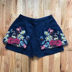 Anthropologie embroidered floral shorts